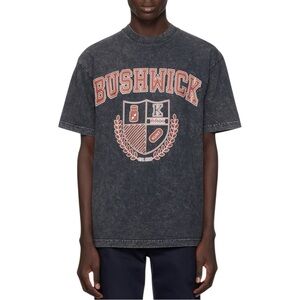 K.NGSLEY Black Bushwick T-Shirt - Faded Black Graphic Print Tee sz S